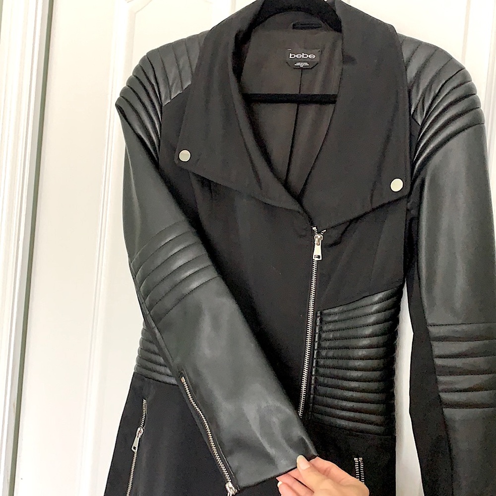 BEBE leather trench coat